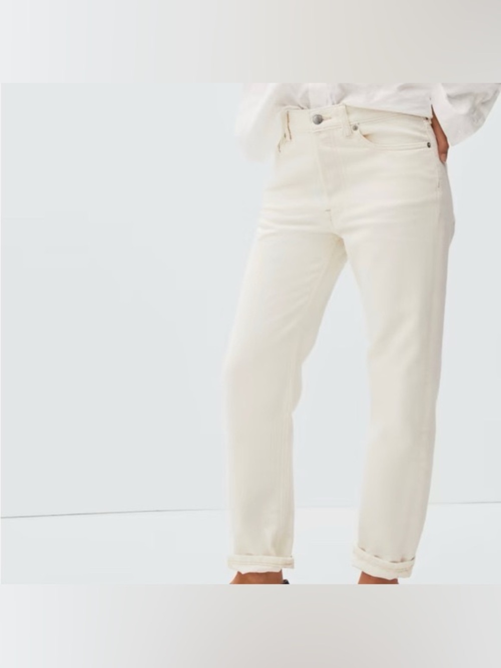 Everlane The Rigid Slouch Jean 30 Regular Organic Cotton Ecru Cream Jeans